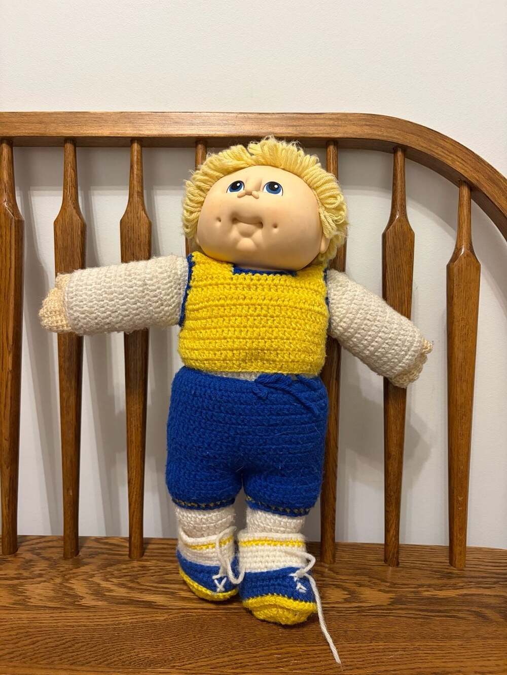 Vintage 1984 Cabbage Patch Kids Doll Yellow Hair Crochet Outfit